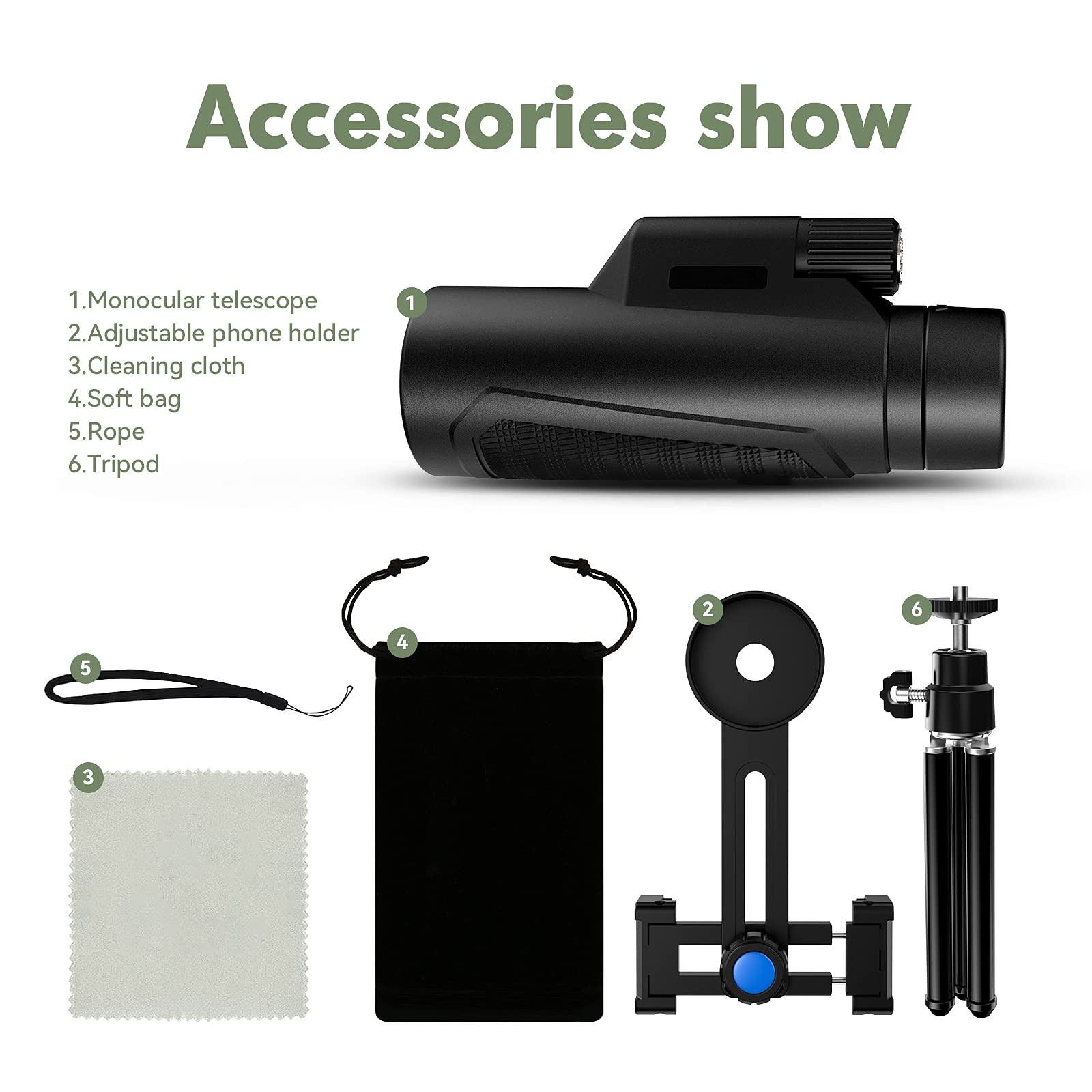 Monocular Telescope, 12x50 HD High Power Monocular for Adults with nig