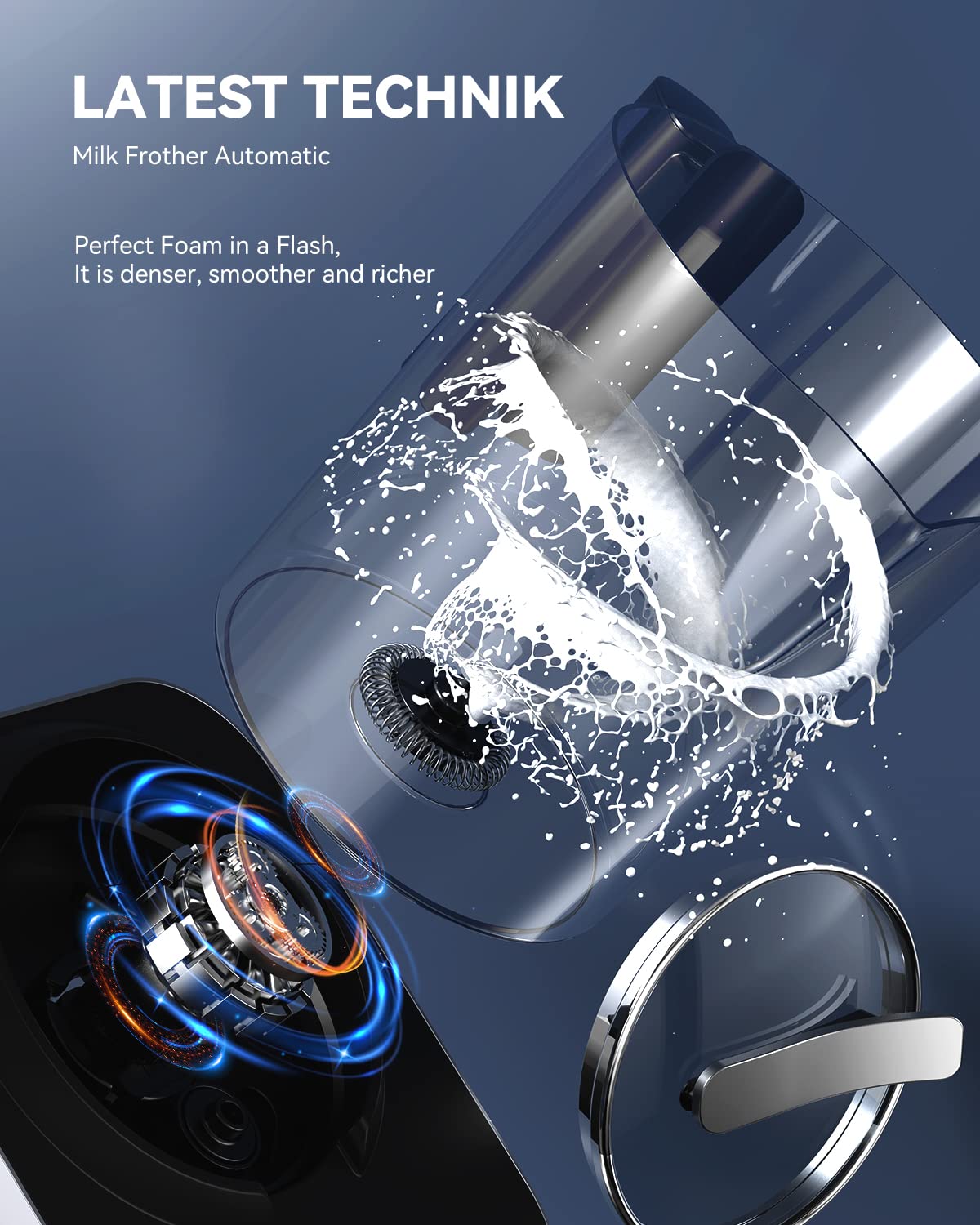 Wamife Montalatte Elettrico 550W, Montalatte Automatici 400ML con Frus