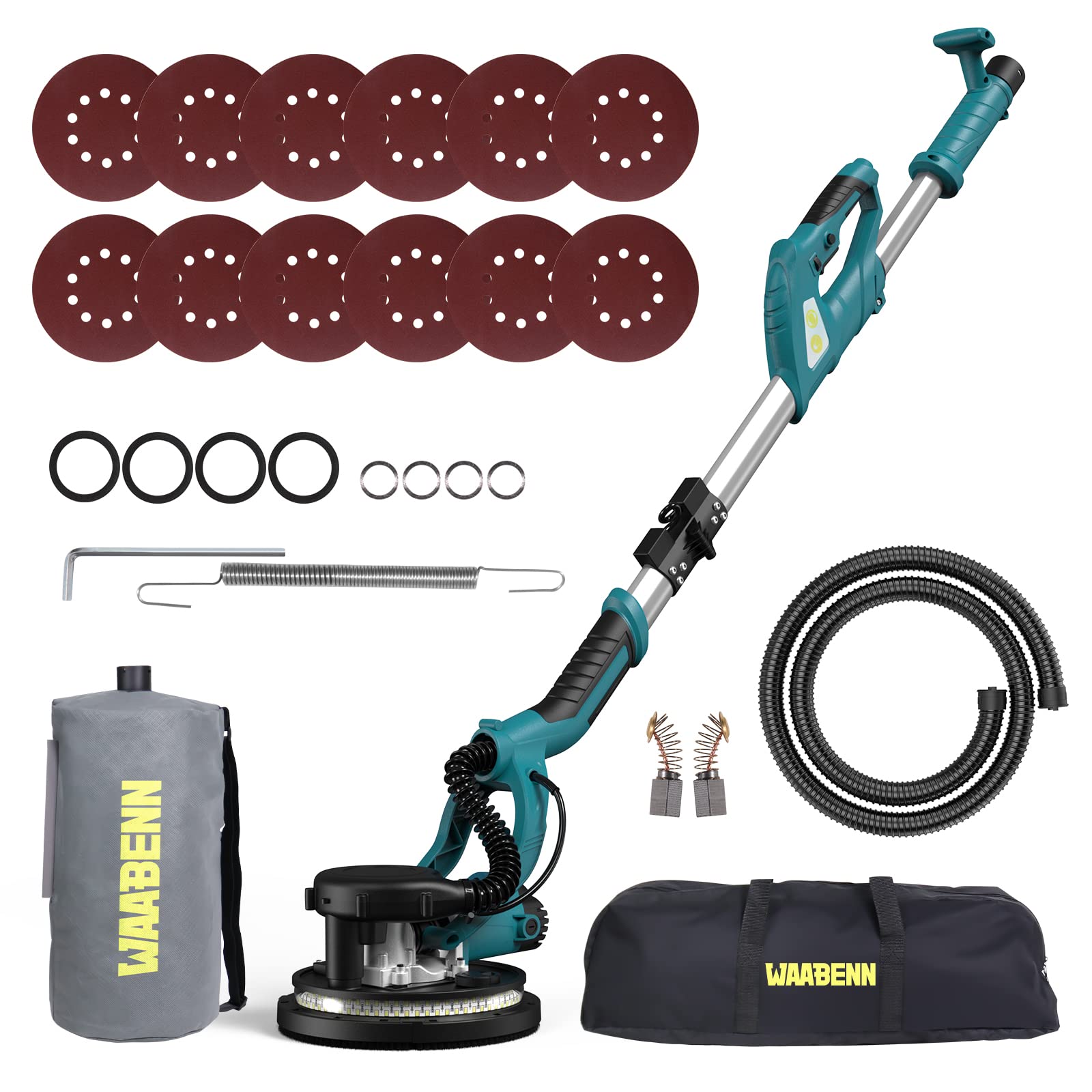 WAABENN Drywall Sander, 750 W, Foldable & Retractable Ceiling Sander, 