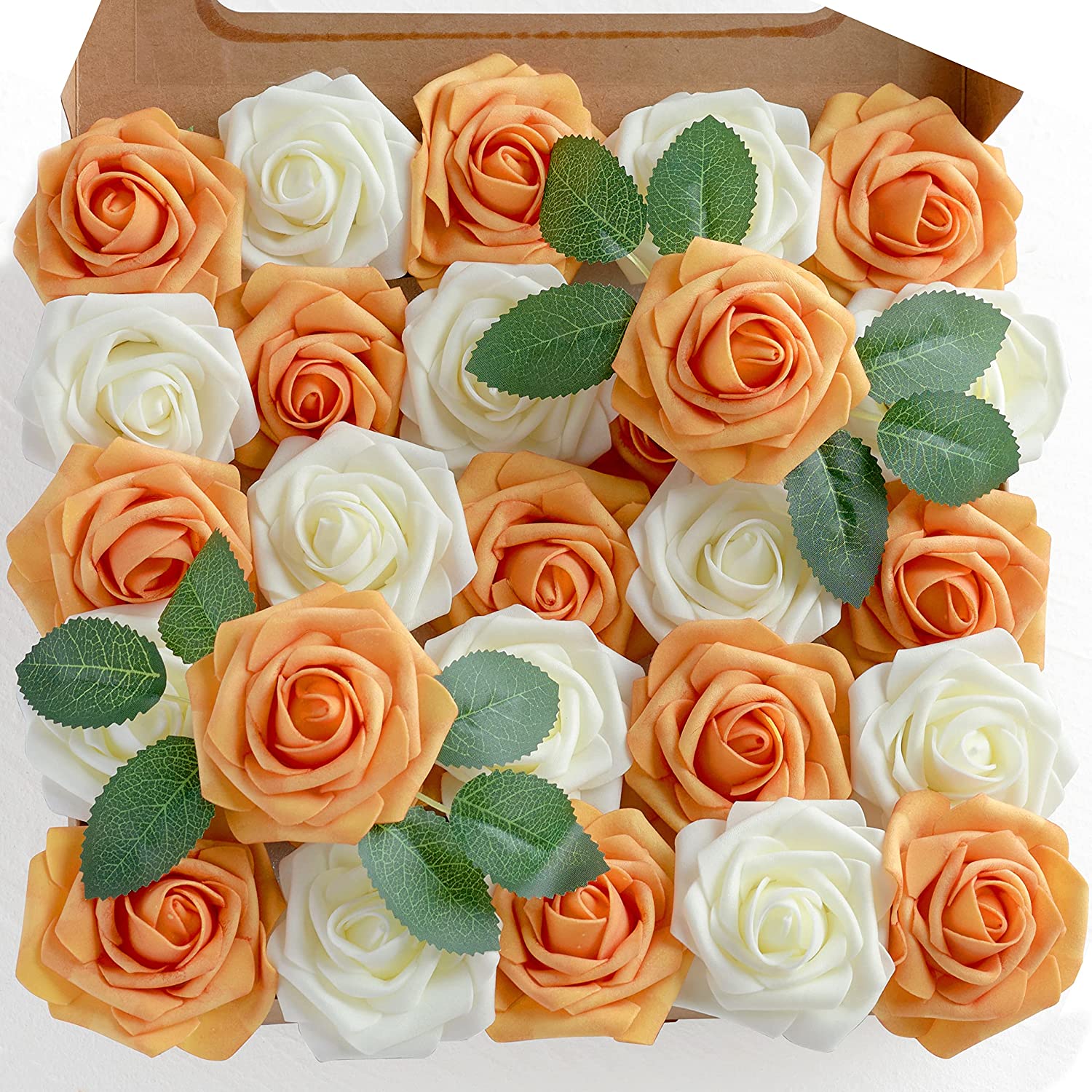 YEEFLORA Artificial Flowers, 25 Pieces Realistic Artificial Roses