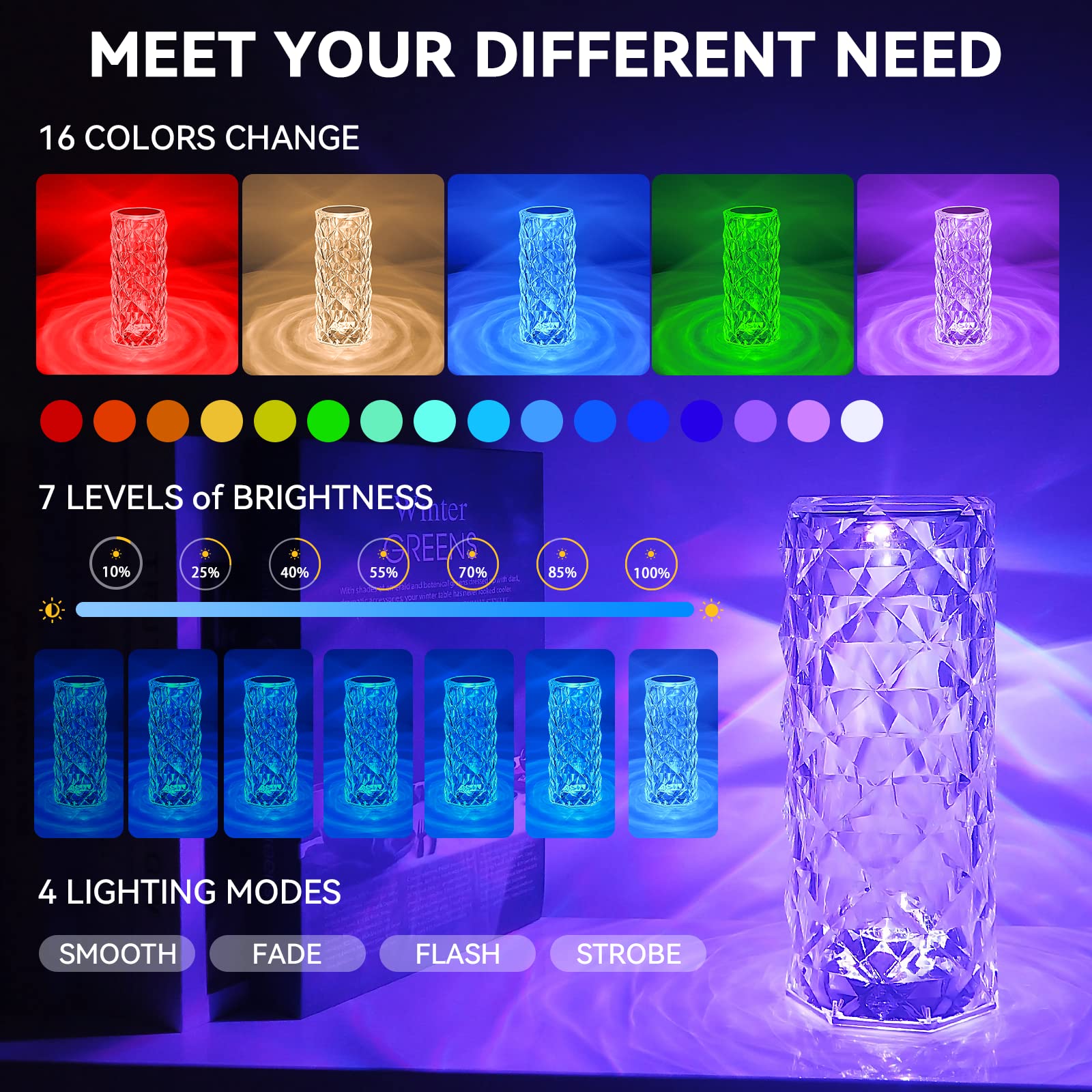 🎁New Year Sale- 49% OFF🎁Touching Control Rose Crystal Lamp - Buy 2 F