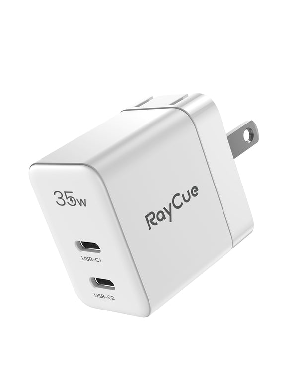 RayCue BlitzCharge GaN 35W 2-Port USB PD Charger for MacBook, iPhone, iPad