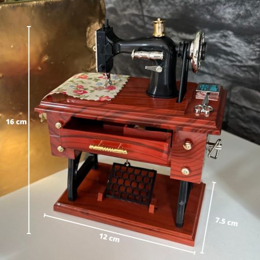 Wood Mini Sewing Machine Music Box