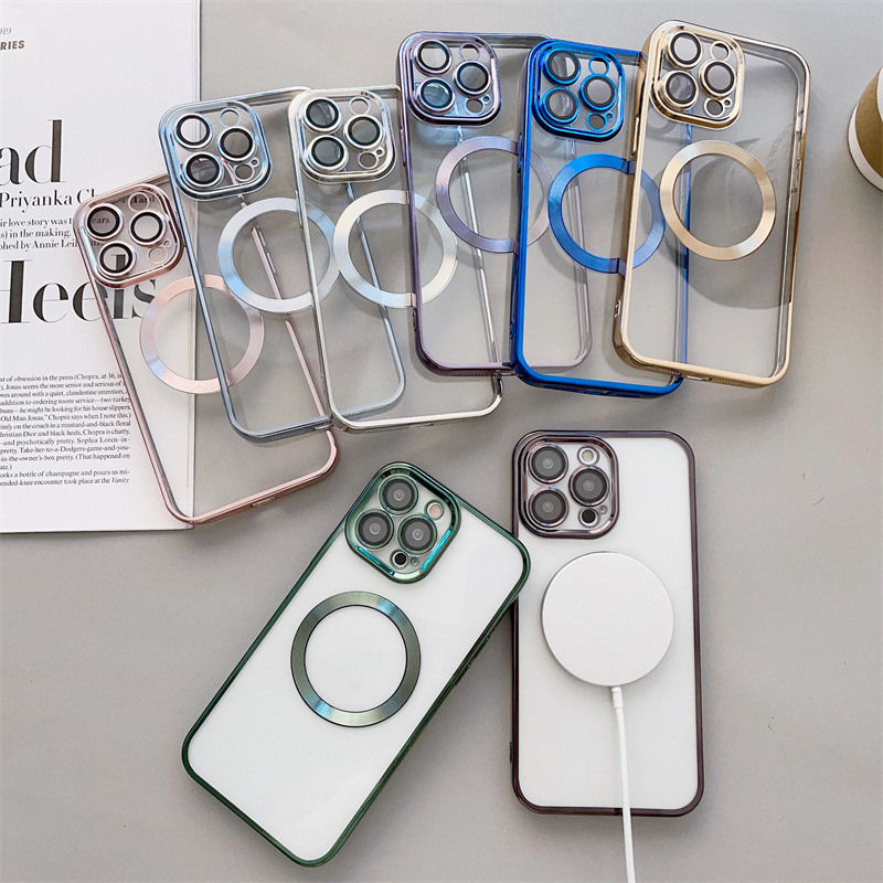 Magnetic Plating Transparent Soft Shell Case Cover For iPhone