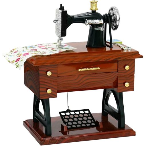 Wood Mini Sewing Machine Music Box