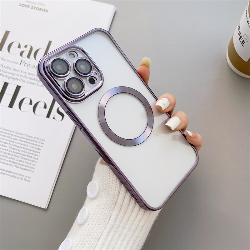 Magnetic Plating Transparent Soft Shell Case Cover For iPhone