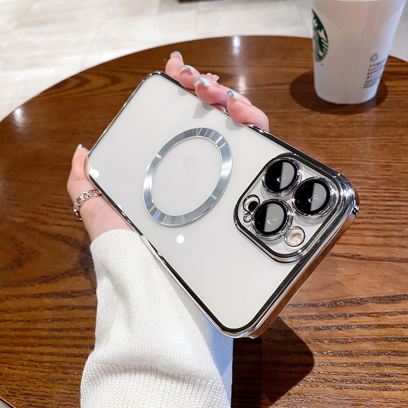 Magnetic Plating Transparent Soft Shell Case Cover For iPhone
