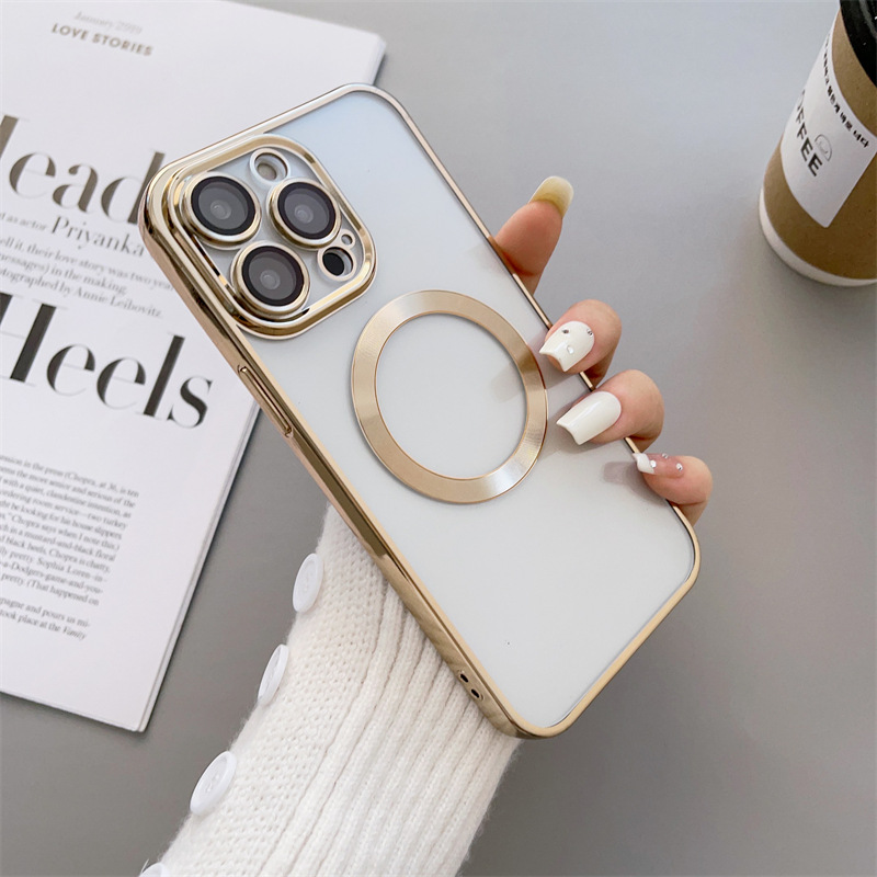 Magnetic Plating Transparent Soft Shell Case Cover For iPhone
