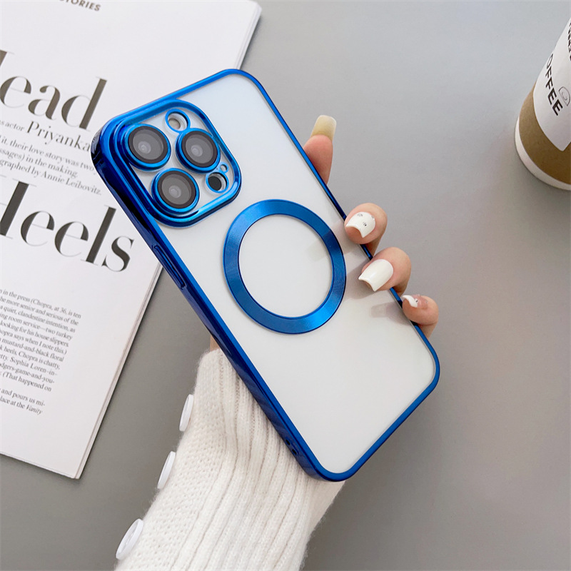 Magnetic Plating Transparent Soft Shell Case Cover For iPhone