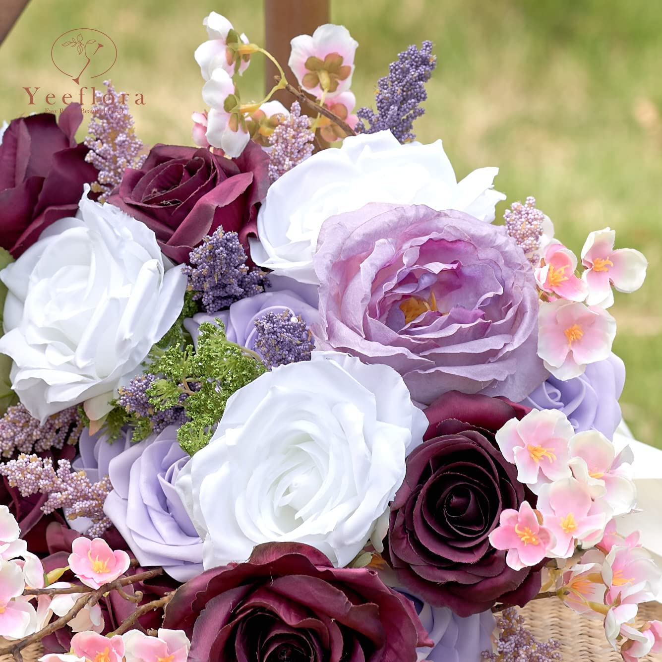 YEEFLORA Artificial Flowers, Purple&White