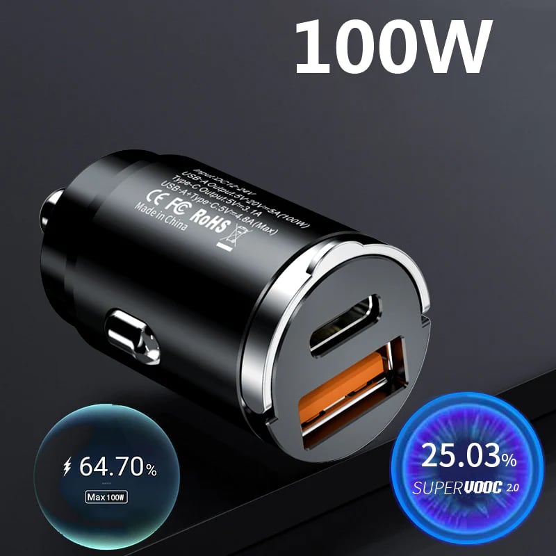 Multi Compatible 100W Fast Charging Car Charger