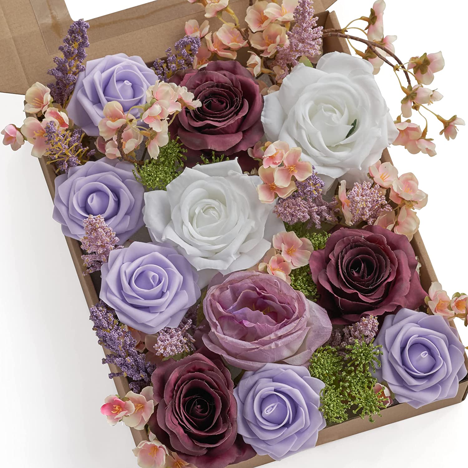 YEEFLORA Artificial Flowers, Purple&White