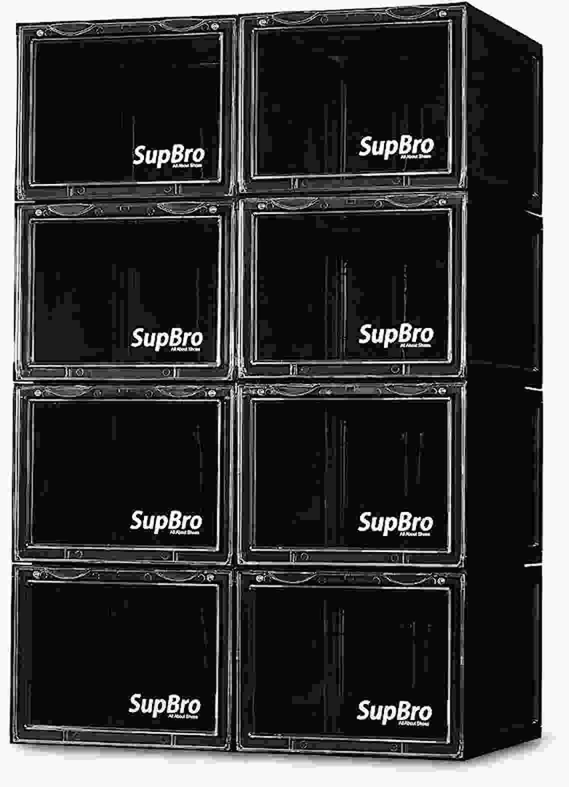 SupBro Black Crates/shoe boxes/display cases/(Side Open & stackable)