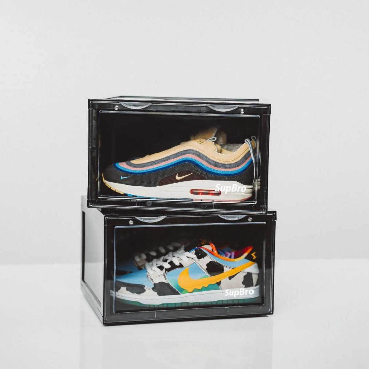 SupBro Black Crates/shoe boxes/display cases/(Side Open & stackable)