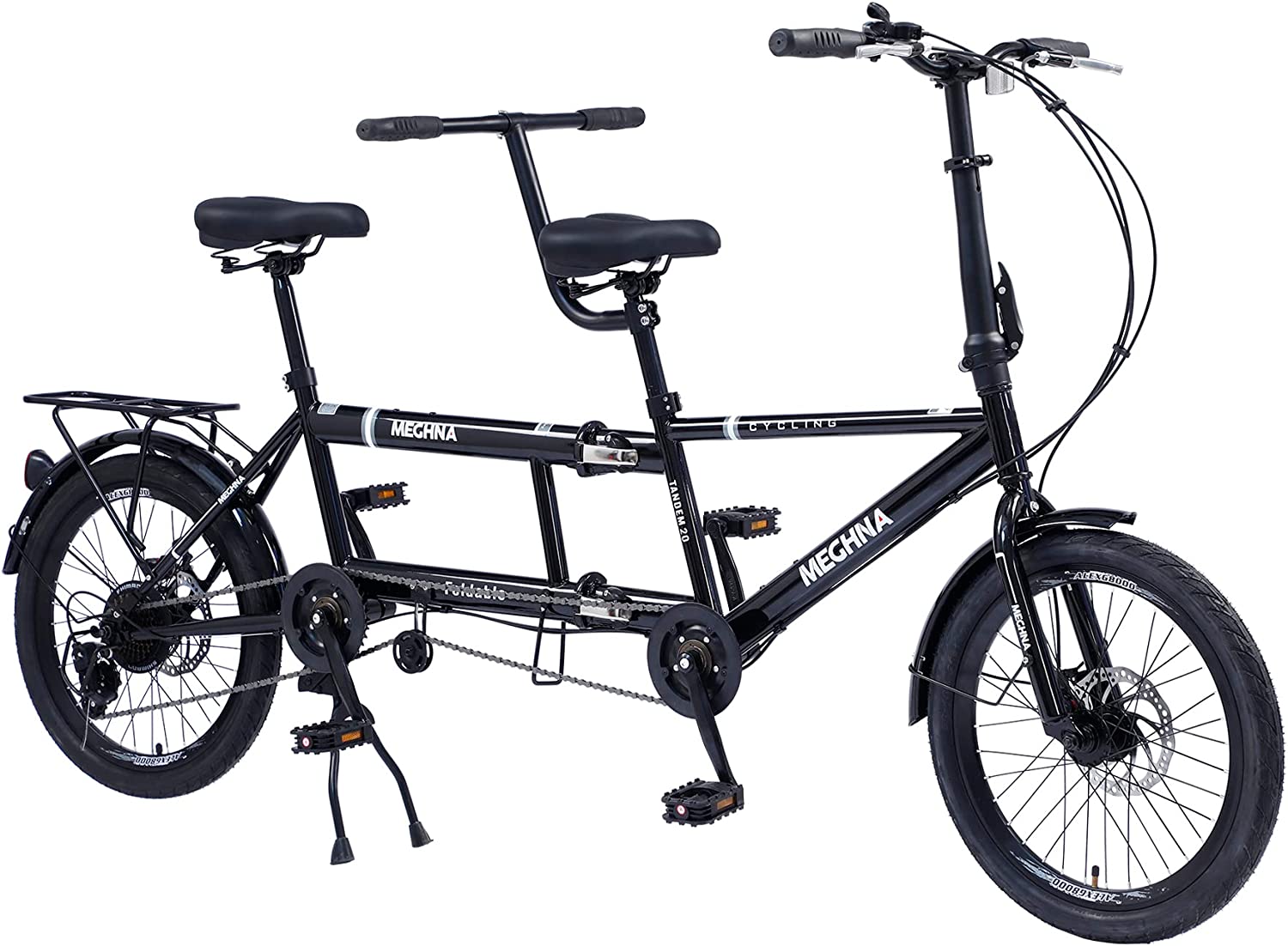 MECHNA Foldable 20 Inch Tandem Bike 3-seater shimao 7speed tandem adult beach cruiser Family travel Parent-child Bicycle