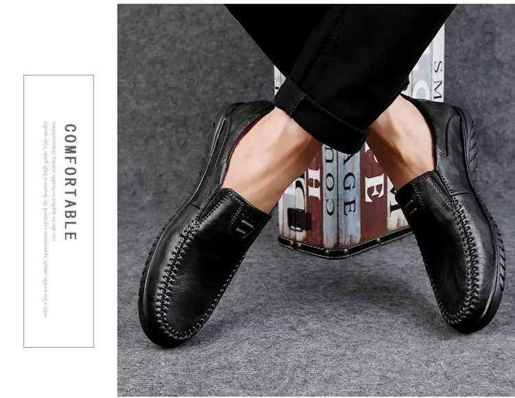 clohoo mens fashion handmade comfortable casual loafers with soft sole details 12