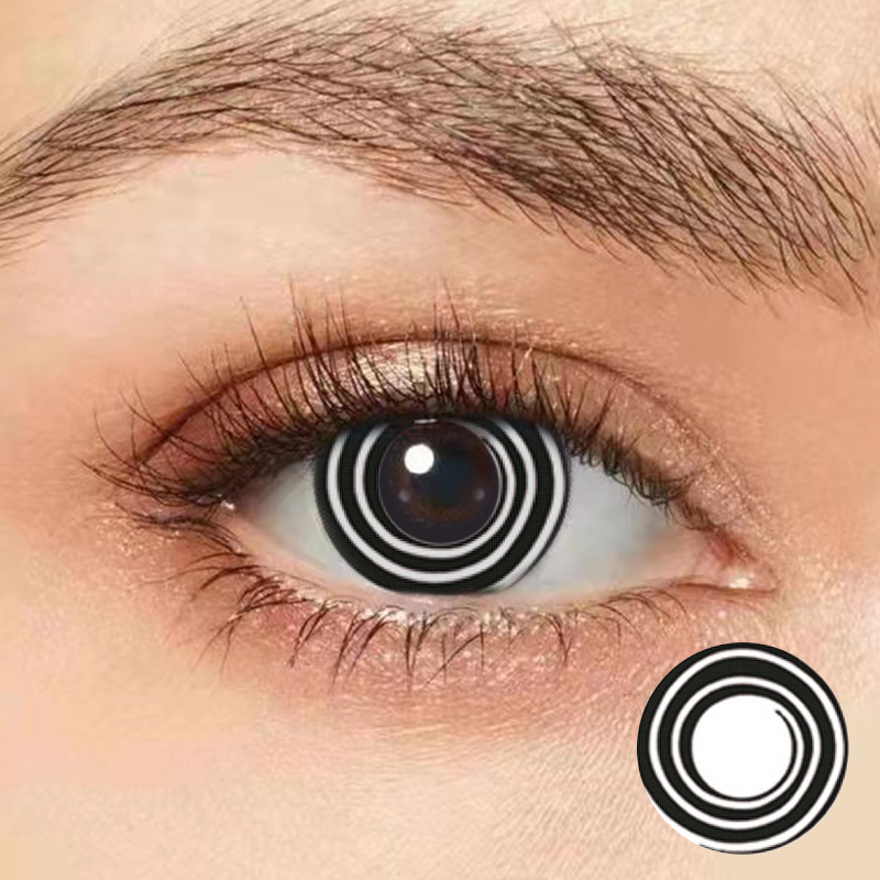Black white vortex Coloured Contact Lens