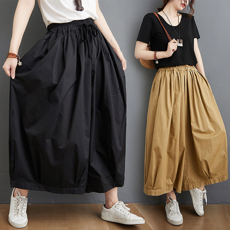 VINTAGE SOLID PLEATS COLUMN CULOTTE