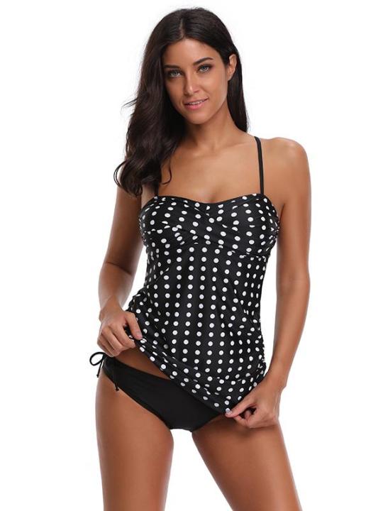 Polka Dotandstriped Tankinis Swimwear