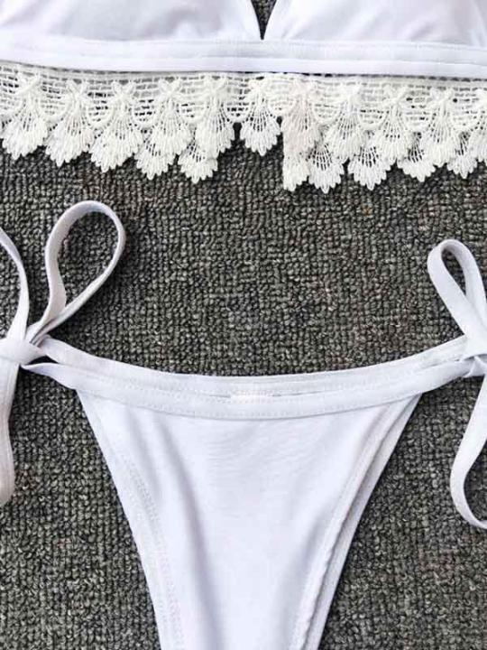 Triangle Lace Top With Panty Bikini Set