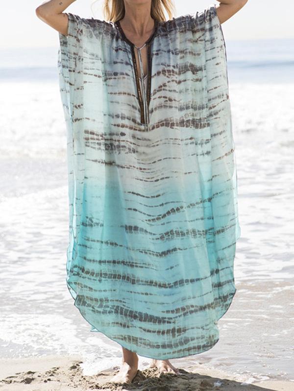 Plus Size Loose Printed Beach Coverups