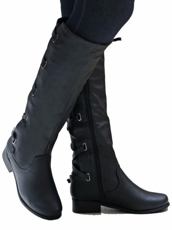 Fashion Bandage Thighhigh Lowheel Boots Shoes