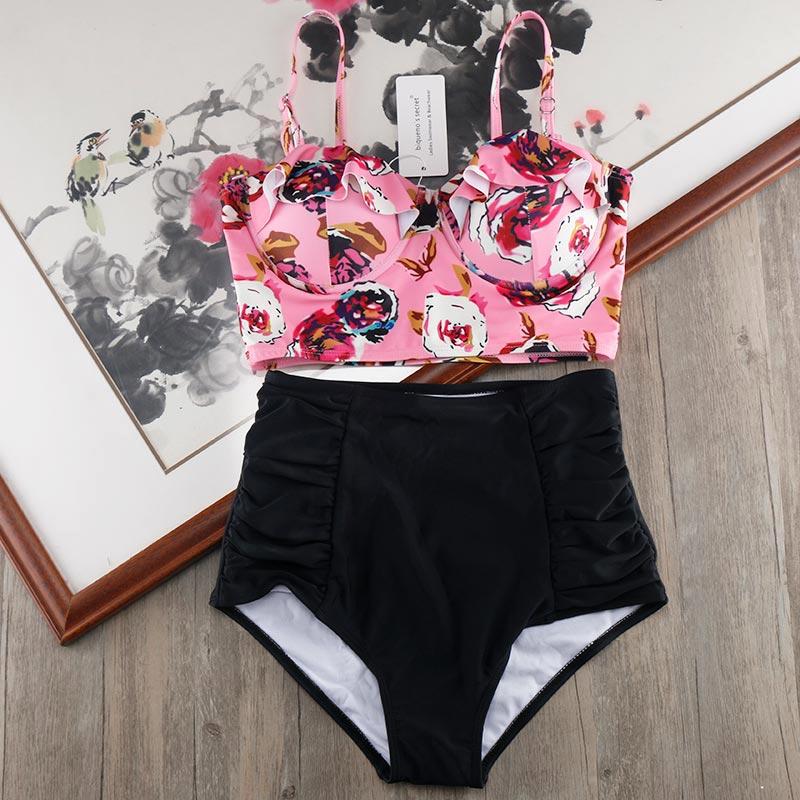 High Waist Bikini Set 2020 Biquini Plus Size Swimwear Women 3XL Print Swimsuit Bandage Bathing Swimming Suit Bikinis - Zebrant