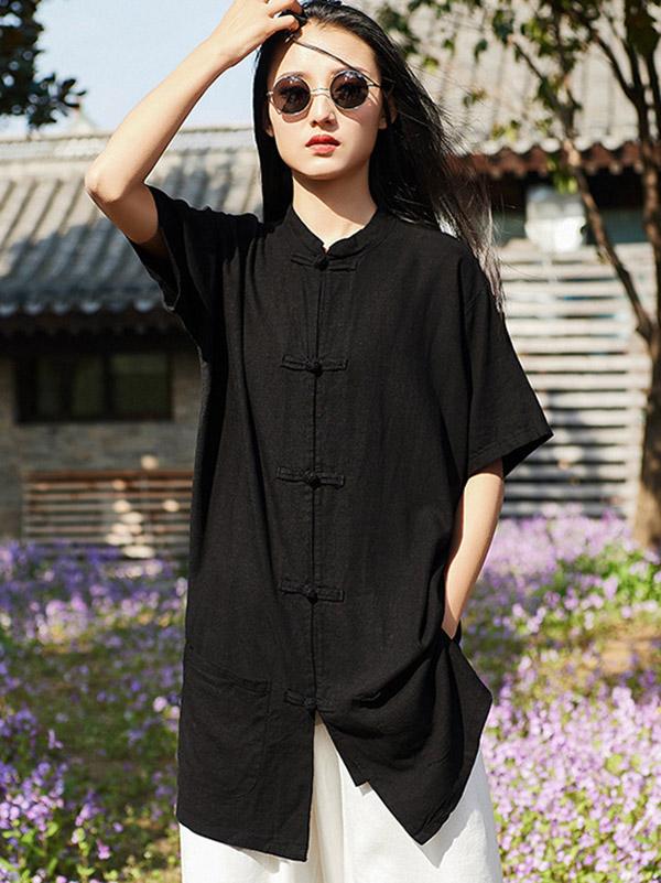 National Style Cotton Long T-shirt