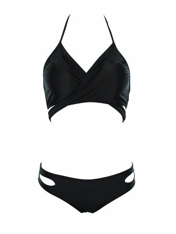 Solid Color Bikini Swimsuit