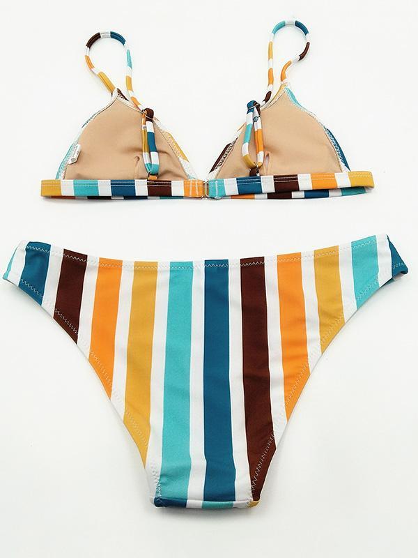 Sexy Striped Tight Bikinis Swimwear