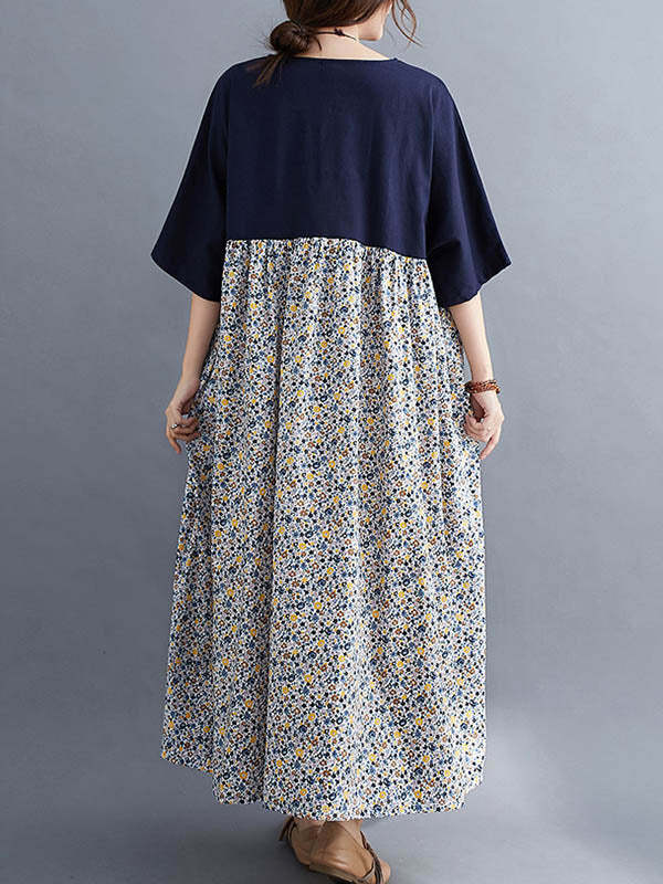 Original Floral Round-neck Dress