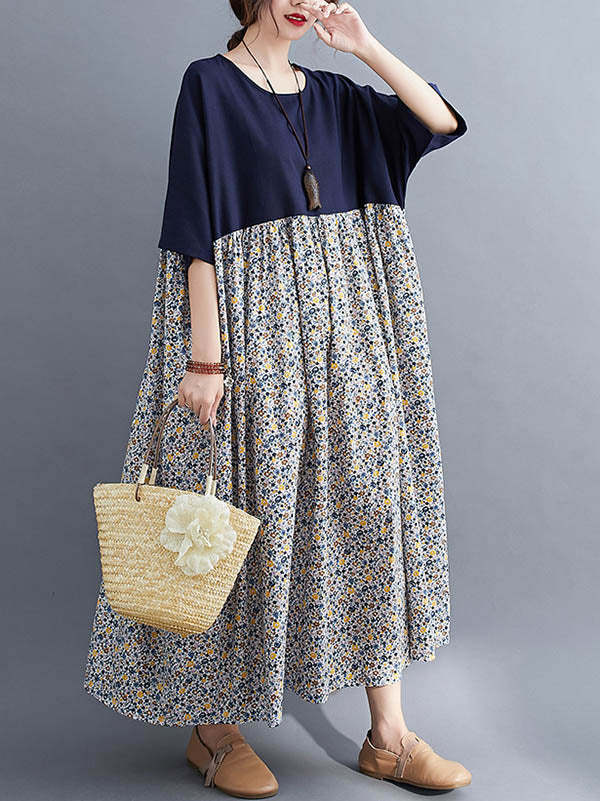 Original Floral Round-Neck Dress