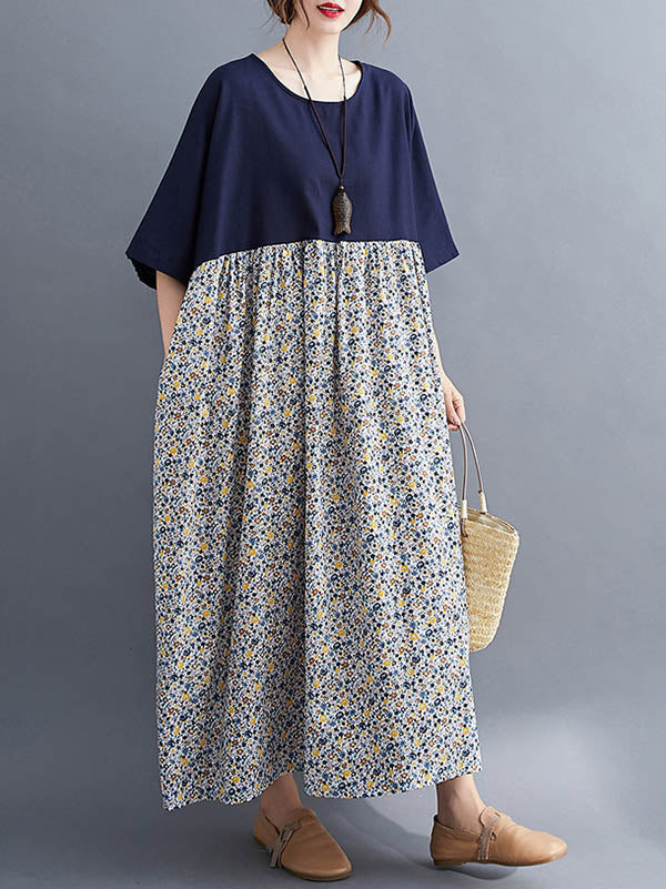 Original Floral Round-Neck Dress