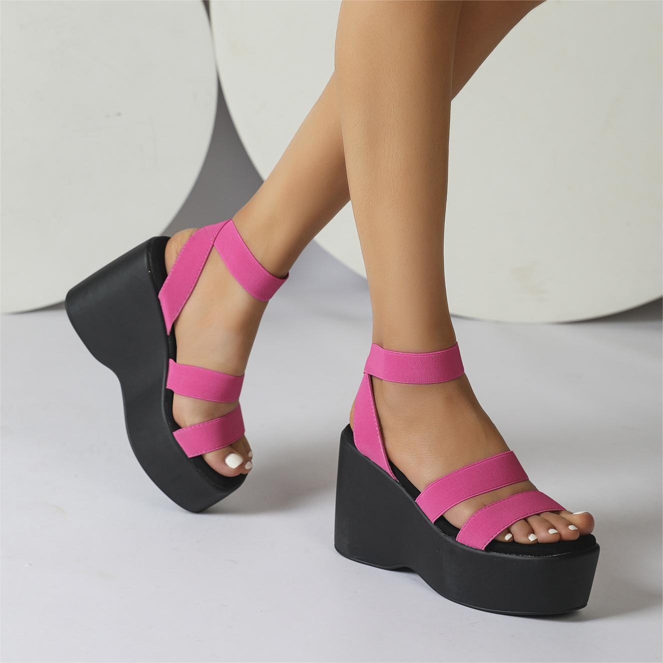 Round Toe Buckle Platform & Wedge Sandals