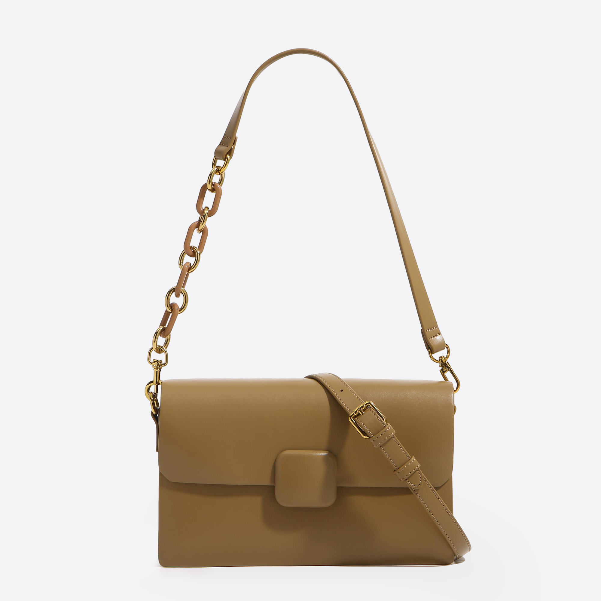 Urban Solid Color Chain Simple Handle Square Bags