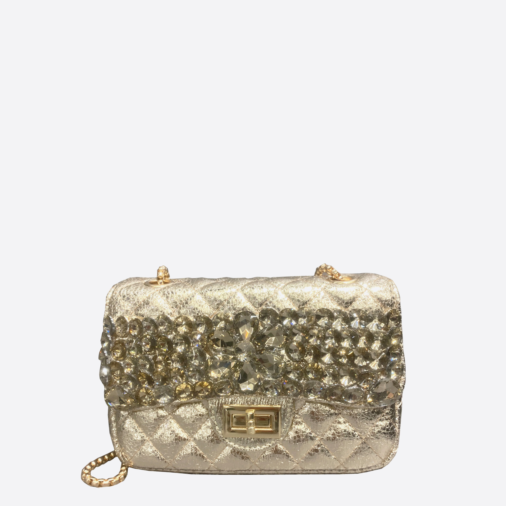 Quilted Crystal Chain Shoulder Flap Bags Party Prom Evening Bag