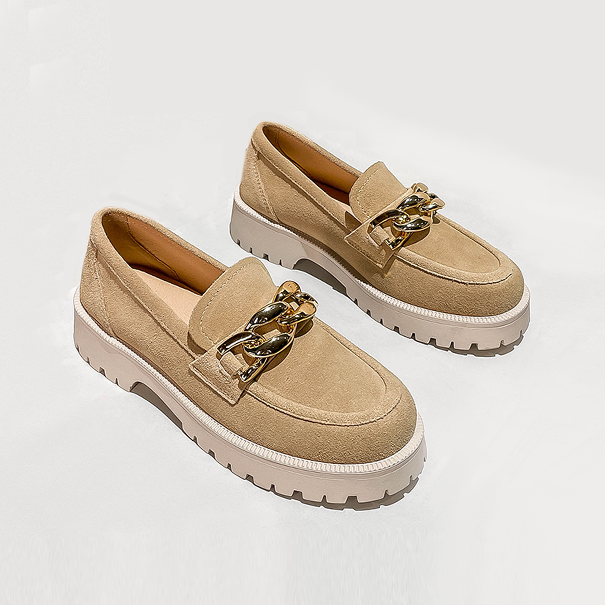 Casual Platform Chain Decor Loafers