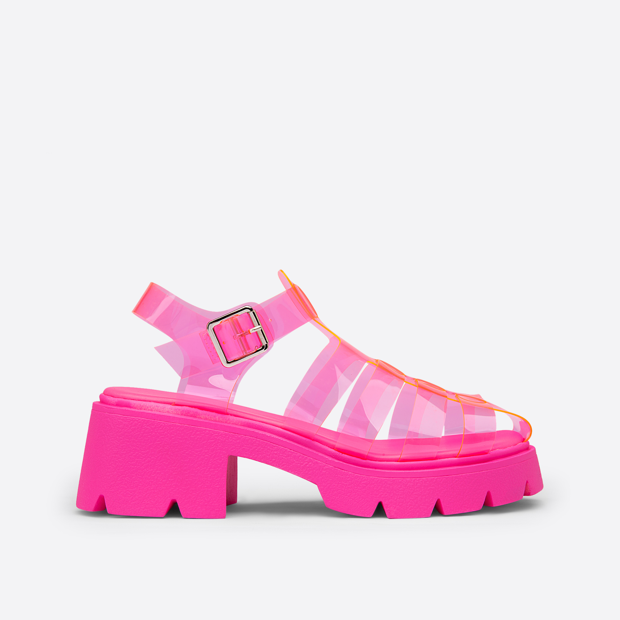 Platform Jelly Fisherman Sandal in Pink Clear