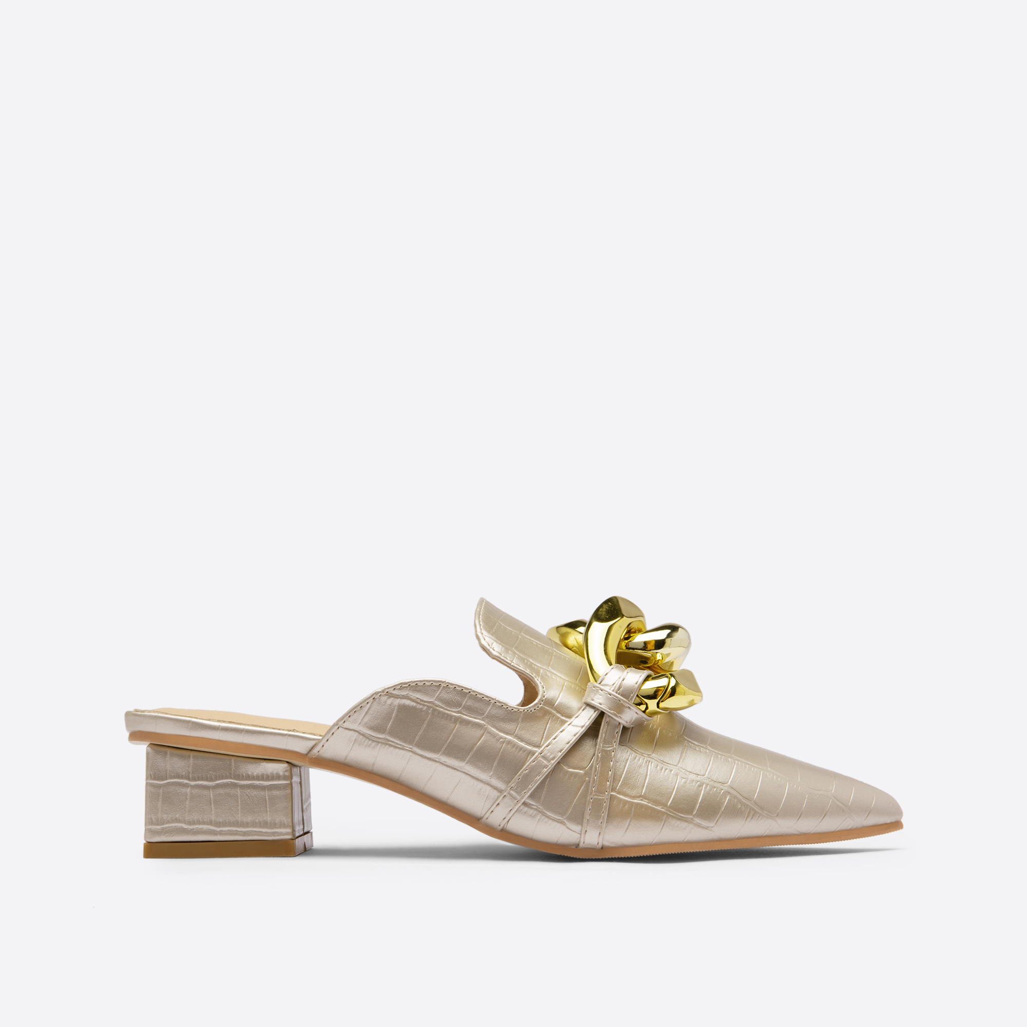 Newbella Chain Decor Comfort Heeled Pumps
