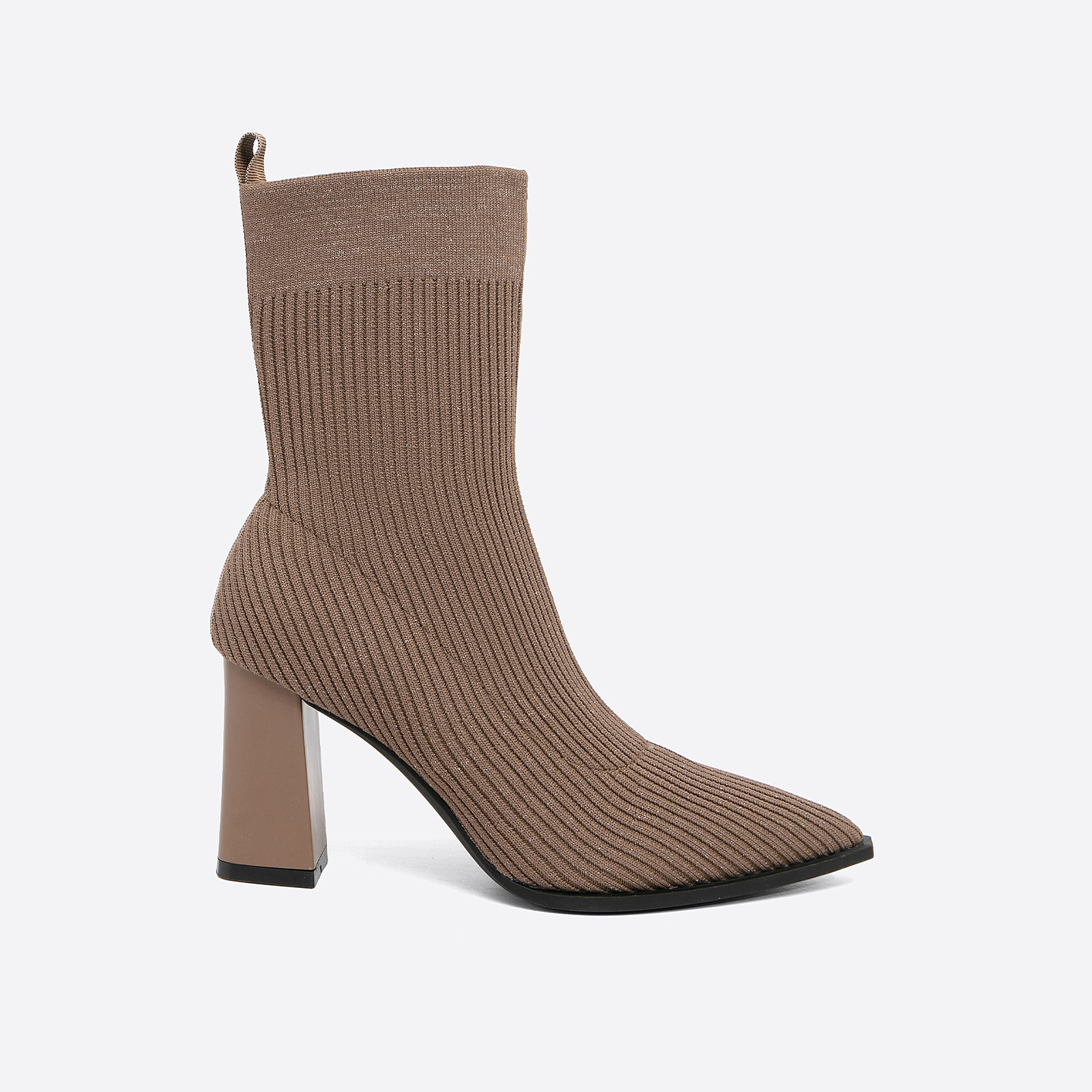 MOUSSE FIT Knit Chunky Heeled Ankle Boots