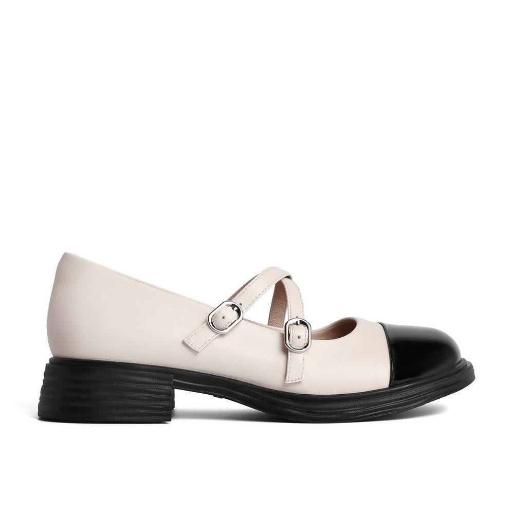 Leather Elegant Sweet Combi Color Mary Janes