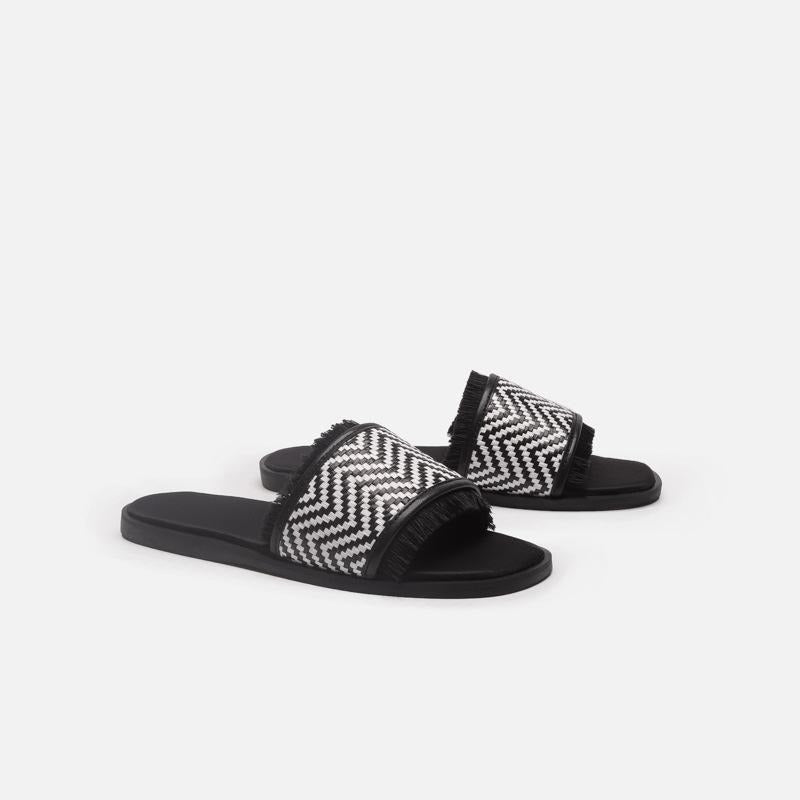 Newbella Vacation Outdoors Striped Pattern Flat Sandals