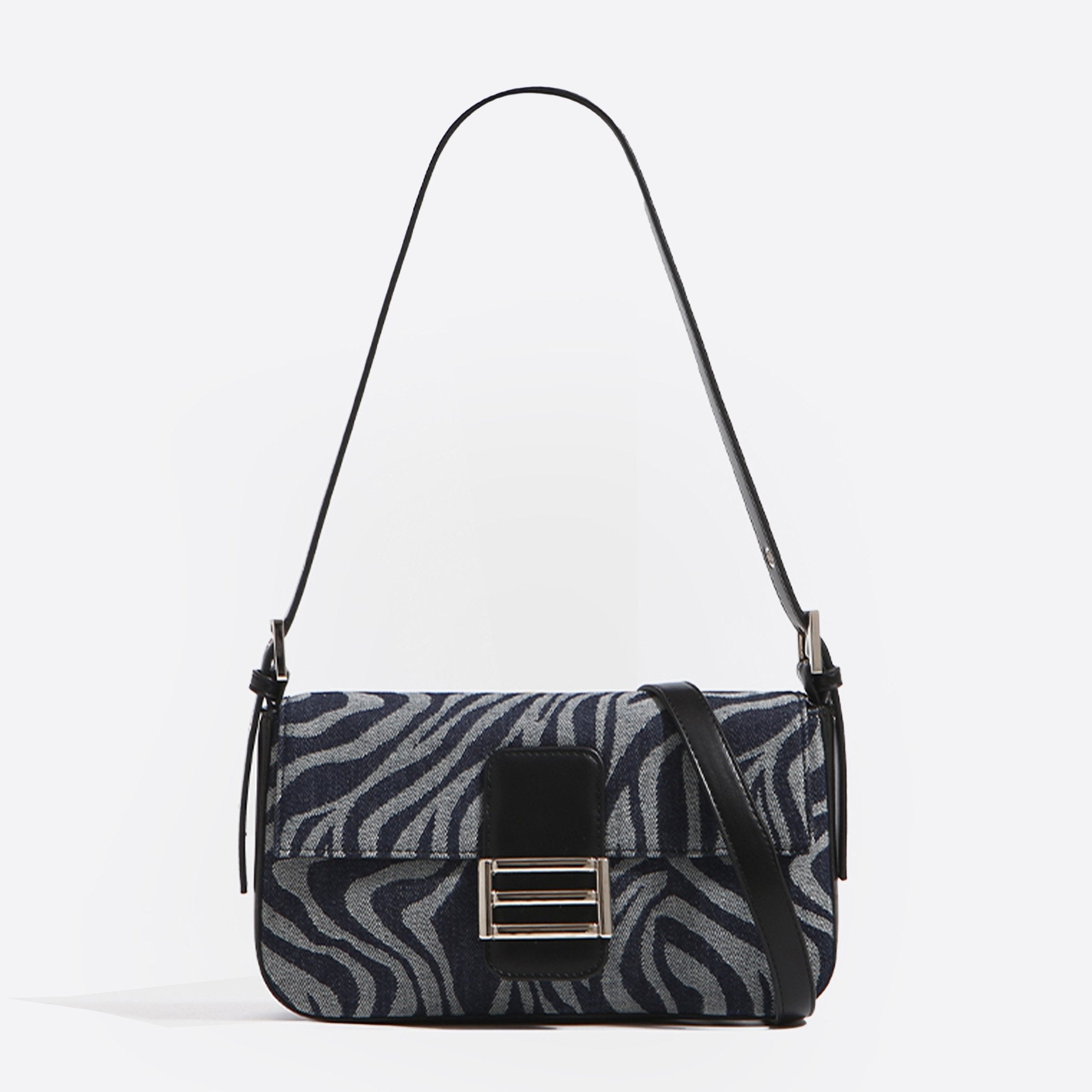 Zebra-print Premium Denim Cross-body Bag