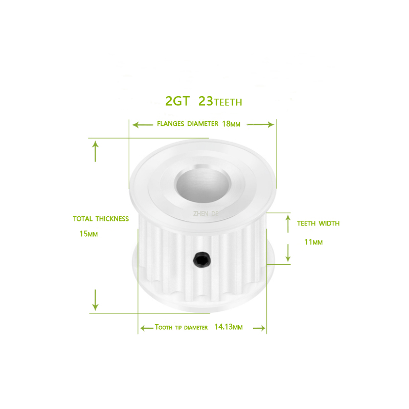 aluminum timing pulley－2GT-23teeth 10mm belt-ZHENDE