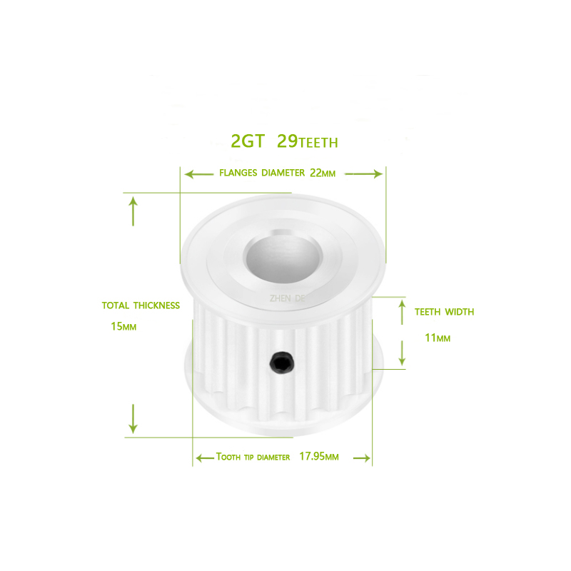 Aluminum timing pulley－2GT-29teeth 10mm belt width-ZHENDE