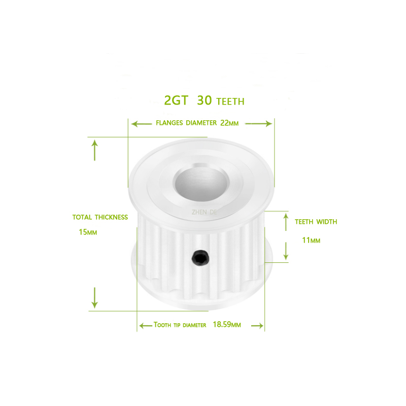 Aluminum timing pulley－2GT-30teeth 10mm belt width-ZHENDE