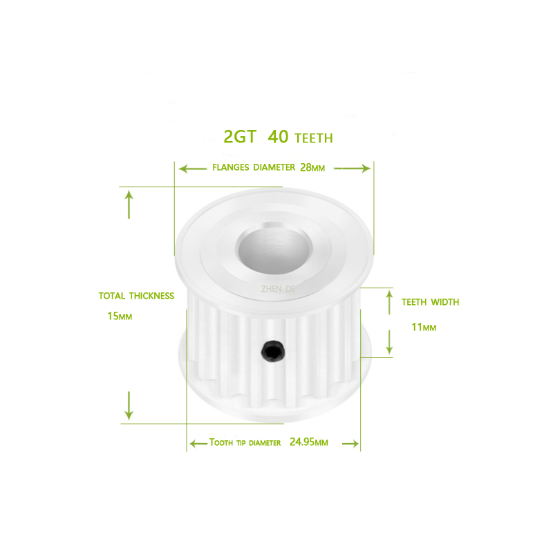 Aluminum timing pulley－2GT-40teeth 10mm belt width -ZHENDE