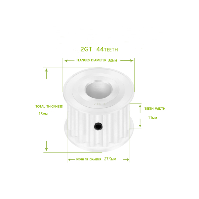 Aluminum timing pulley－2GT-44teeth 10mm belt width -ZHENDE
