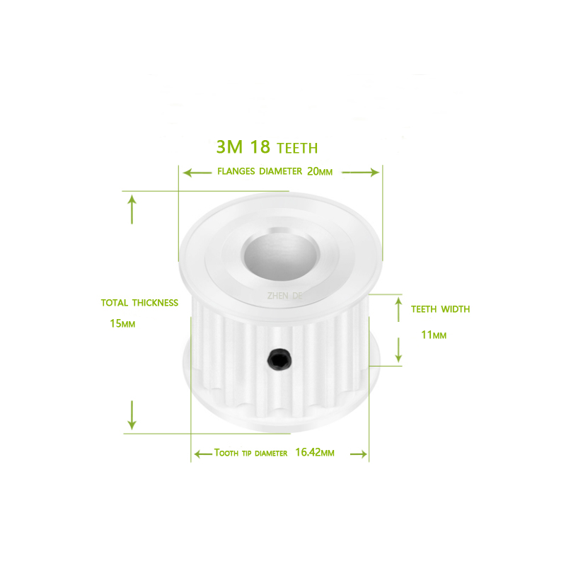 HTD 3M-18teeth 10mm belt width A type Bore 4 /5/ 6/ 6.35/ 8 aluminum timing pulley