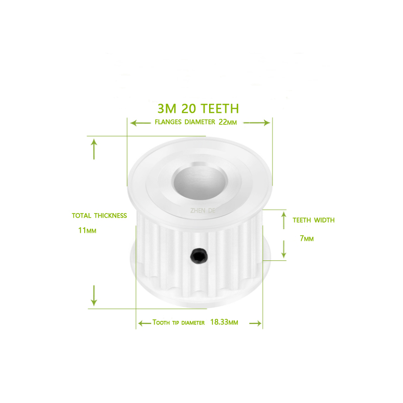 HTD 3M-20teeth aluminum timing pulley-ZHENDE